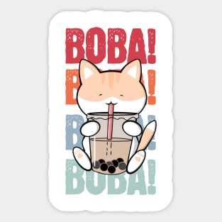 Kawaii Cat Drinking Boba Sticker